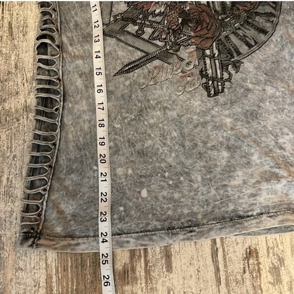 Affliction Roadie Split T Shirt Women's Size Small with Tieup Back. Fun Flirty - Picture 9 of 11